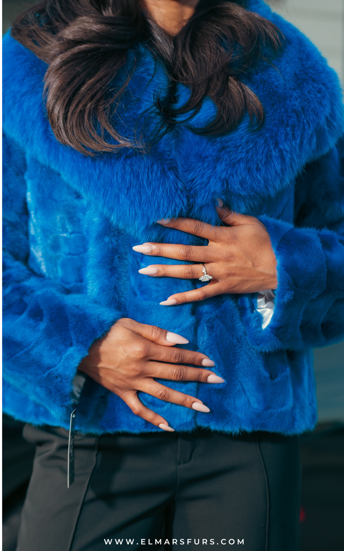 Sculptured Mink Electric Blue + Fox Trim