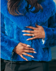 Sculptured Mink Electric Blue + Fox Trim