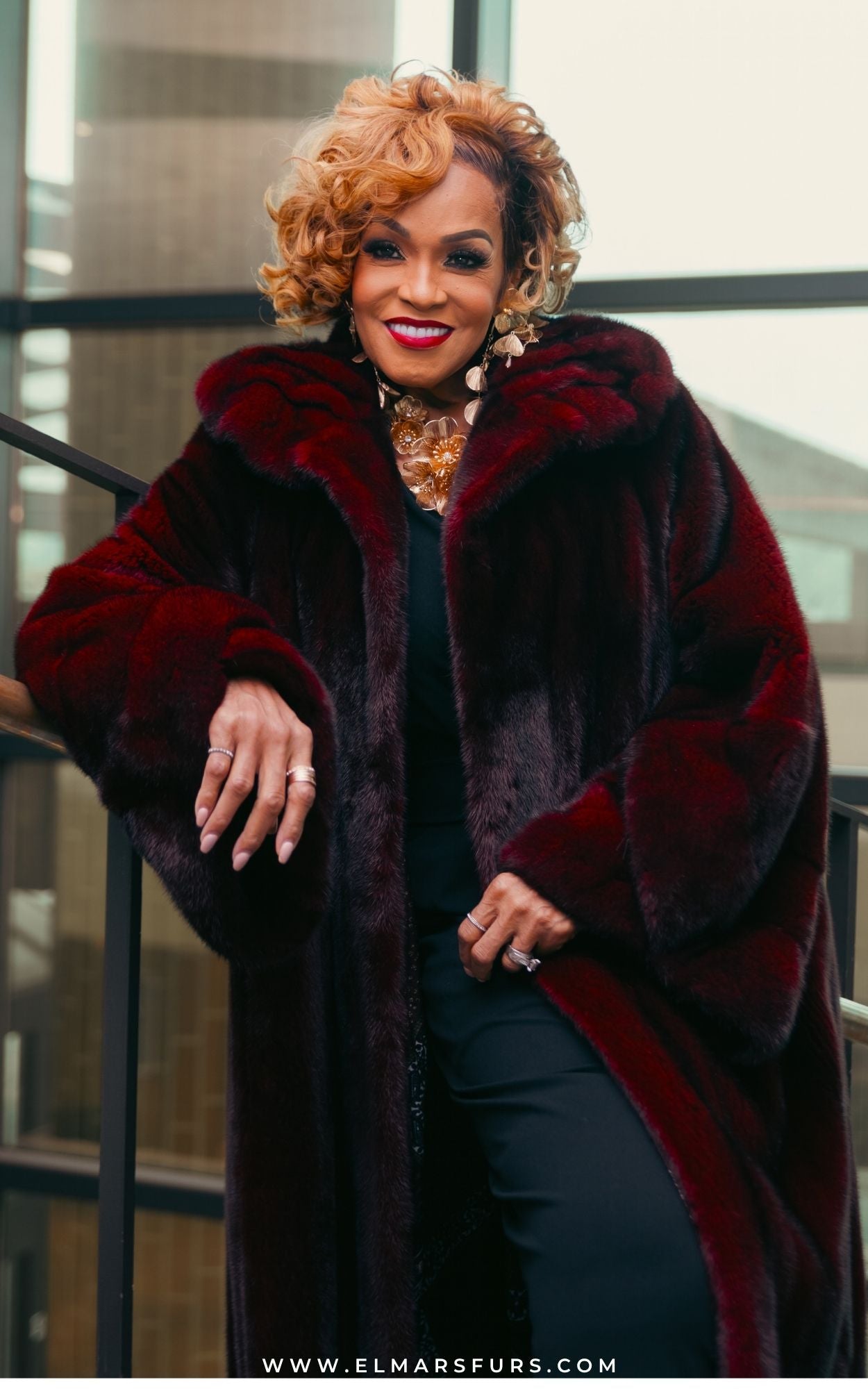 Burgundy Full Length Mink w/ Tulip Cuffs and Bottom