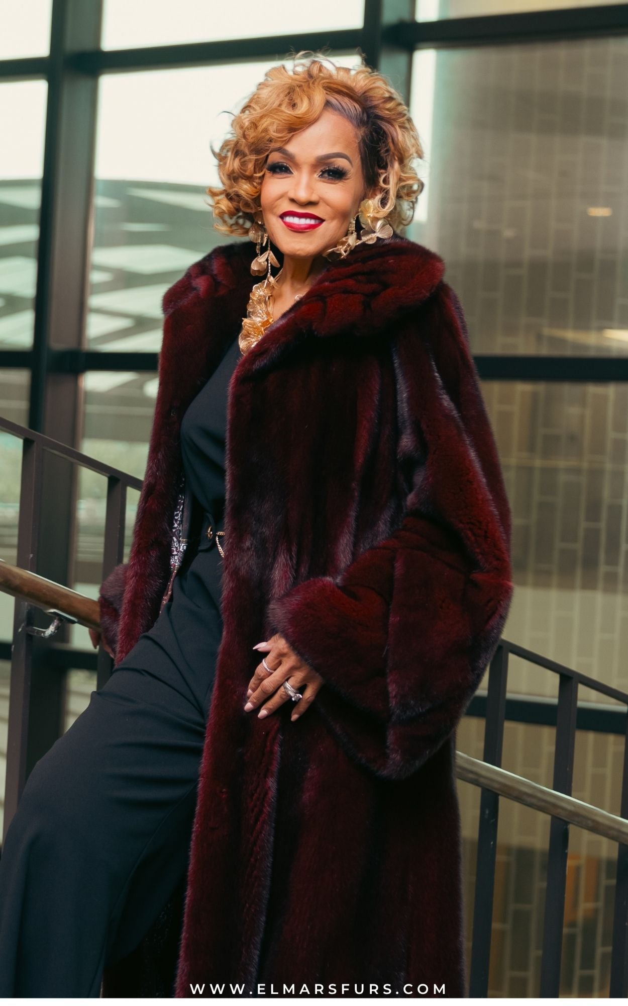 Burgundy Full Length Mink w/ Tulip Cuffs and Bottom