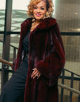 Burgundy Full Length Mink w/ Tulip Cuffs and Bottom