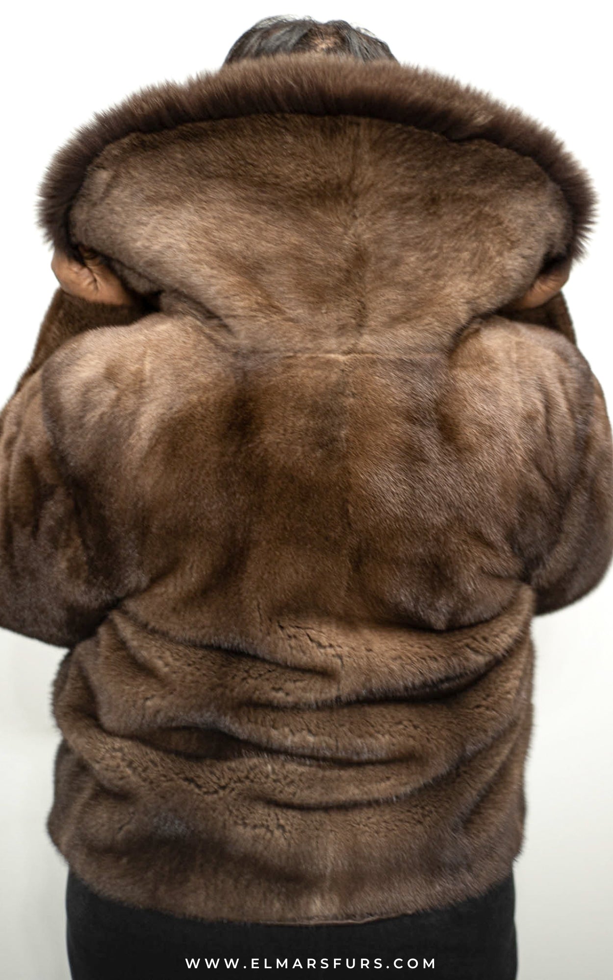 Demi Buff Mink Jacket with Brown Fox Collar