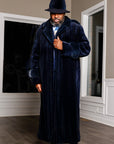 Navy Sheared Fully Let Out Full Length Coat