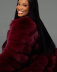 Burgundy Fox Full Length Jacket