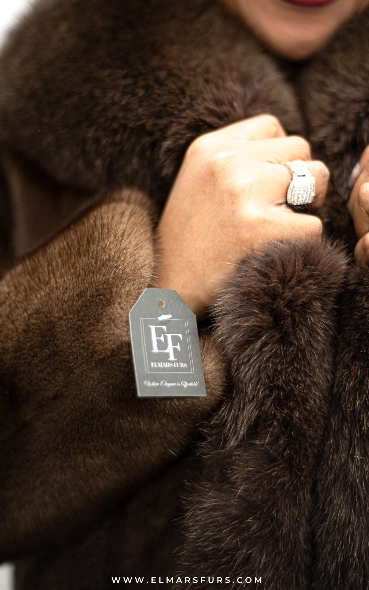 Demi Buff Mink Jacket with Brown Fox Collar