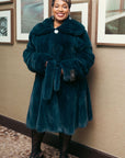 Navy Blue Fully Let Out Flared Mink Stroller w/ Belt