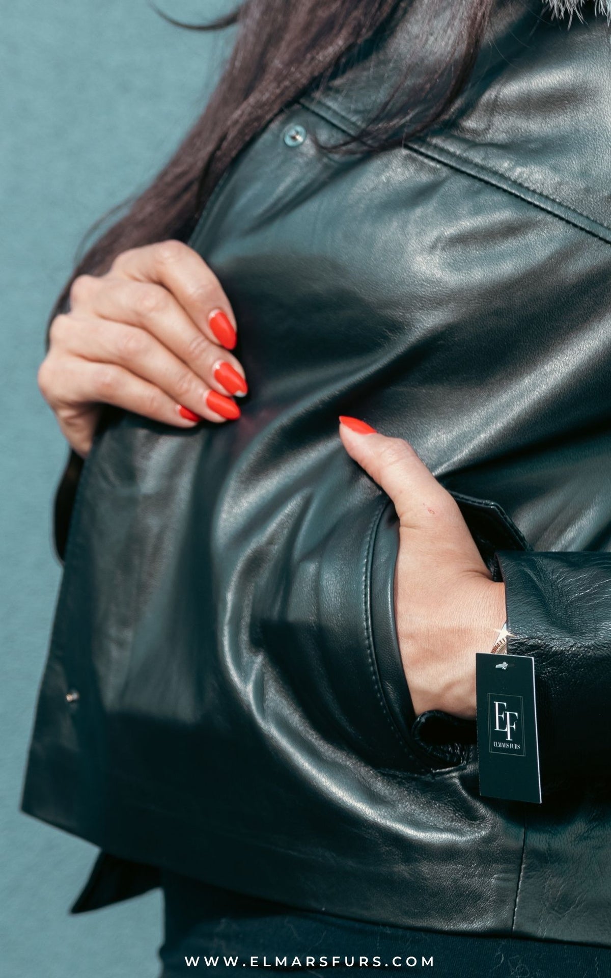 Leather Jacket with Silver Fox Collar
