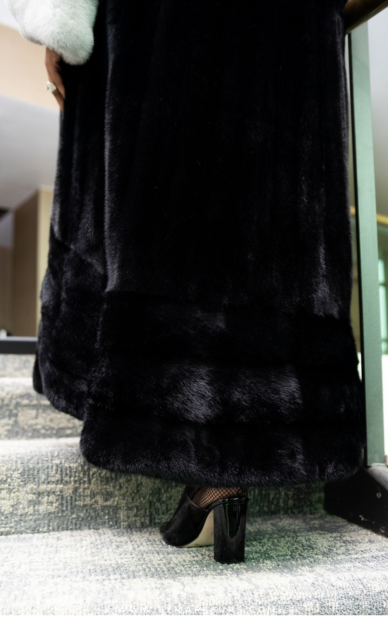 Ranch Fully Let Out Mink Coat w/ Sapphire Trim