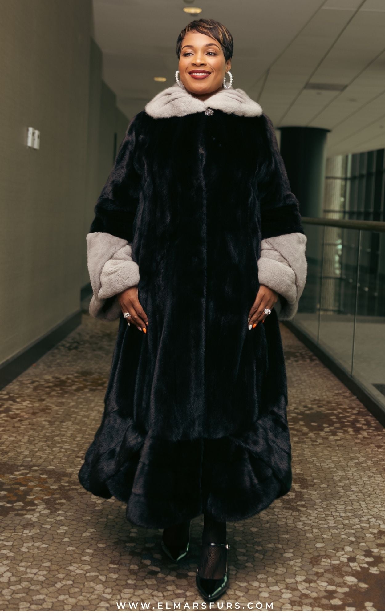 Ranch Fully Let Out Mink Coat w/ Sapphire Trim