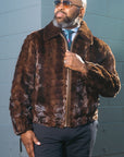 Mahogany Sculptured Mink Bomber