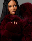 Burgundy Fox Full Length Jacket