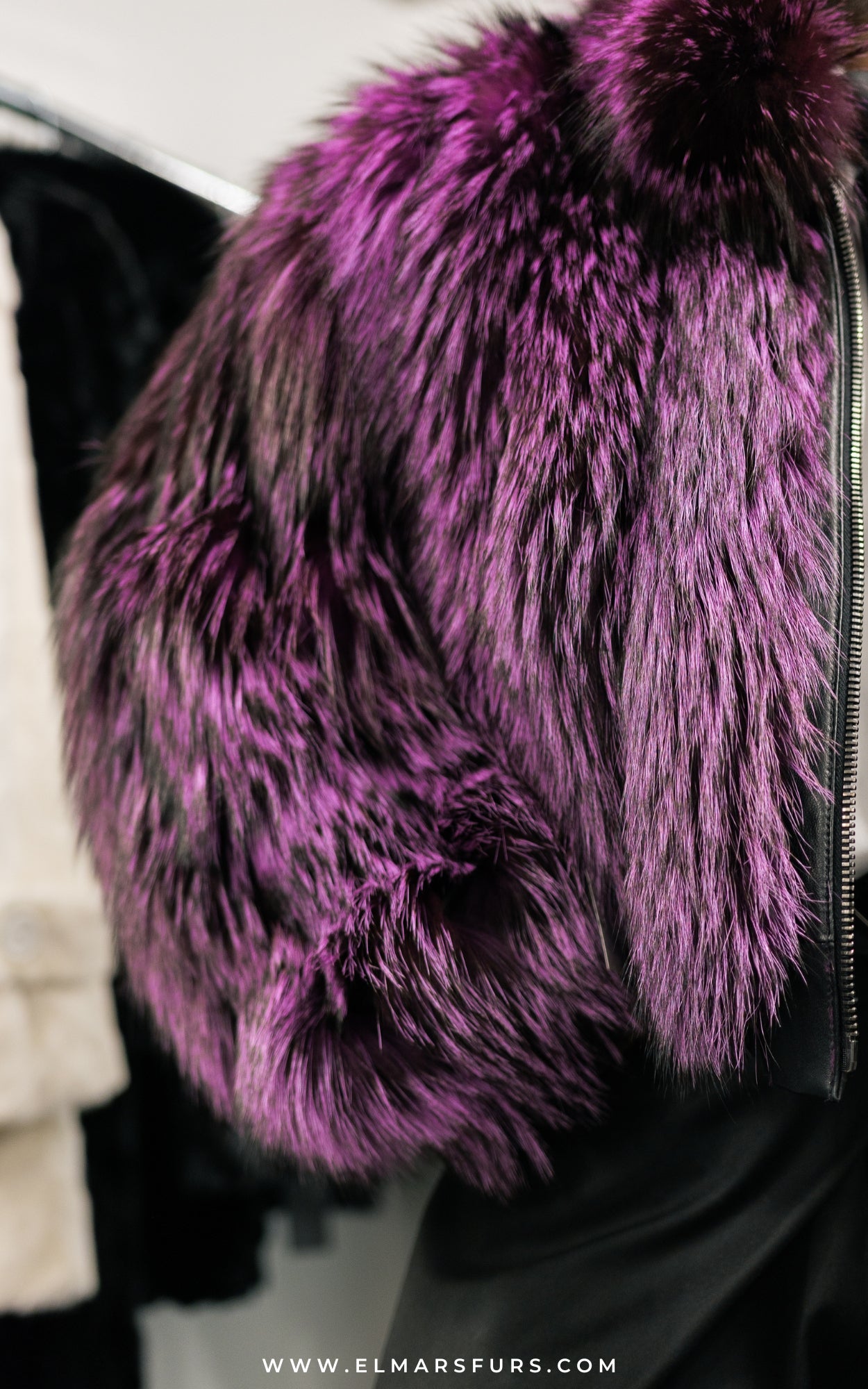 Purple Dyed Silver Fox Jacket