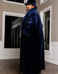 Navy Sheared Fully Let Out Full Length Coat