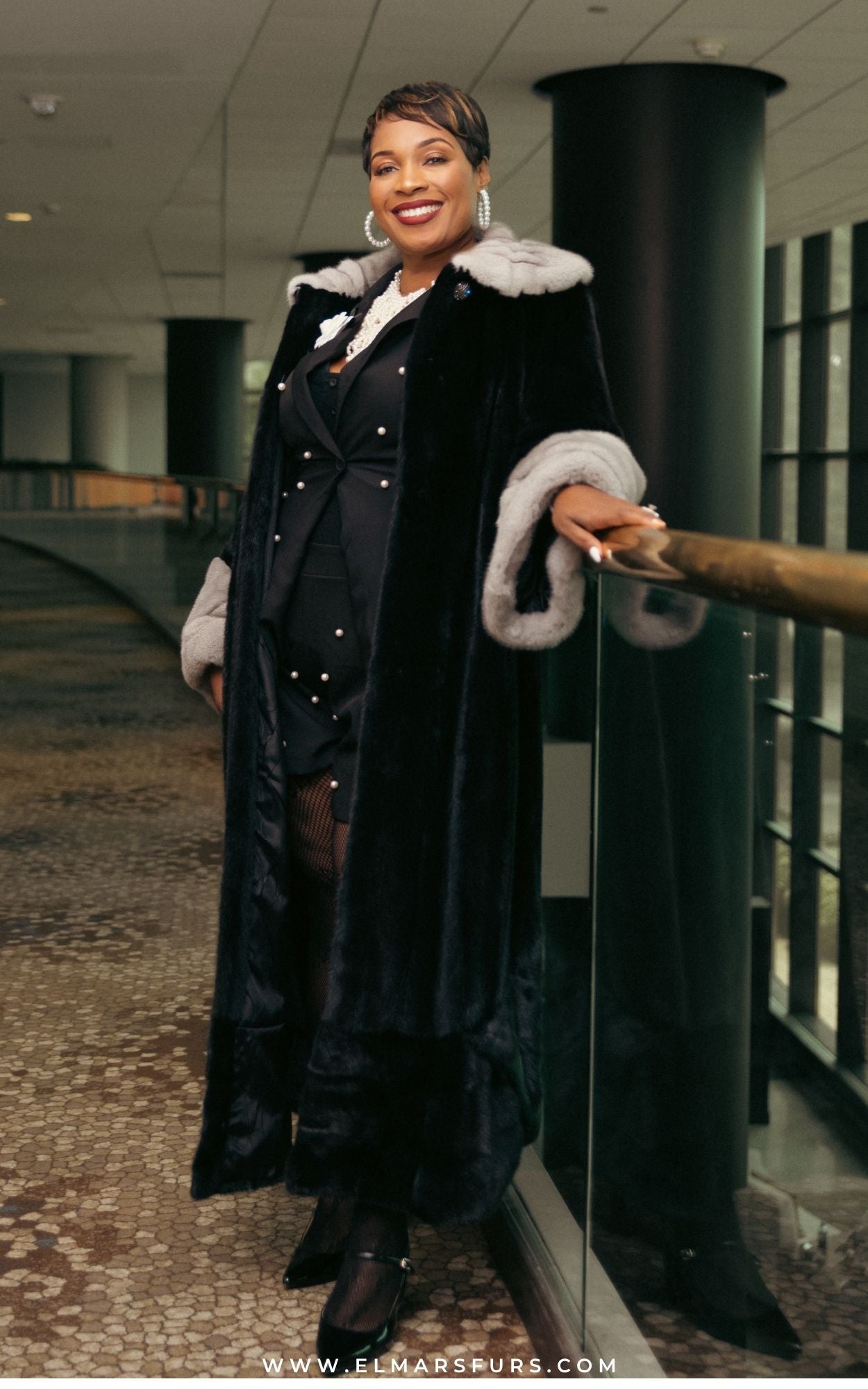 Ranch Fully Let Out Mink Coat w/ Sapphire Trim