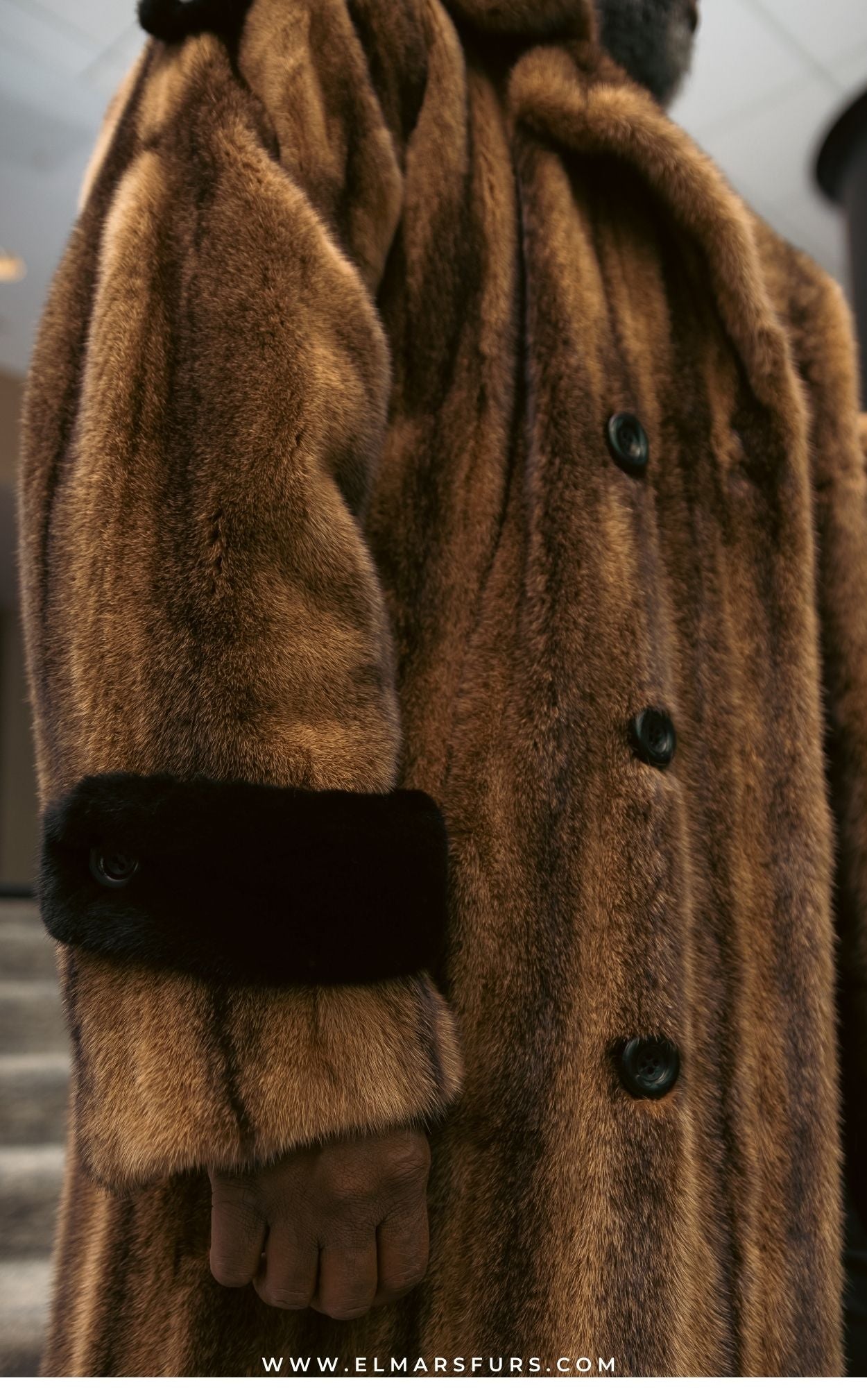 Whiskey and Black Mink Cross w/ Black Epaulettes on Shoulder and Wrist