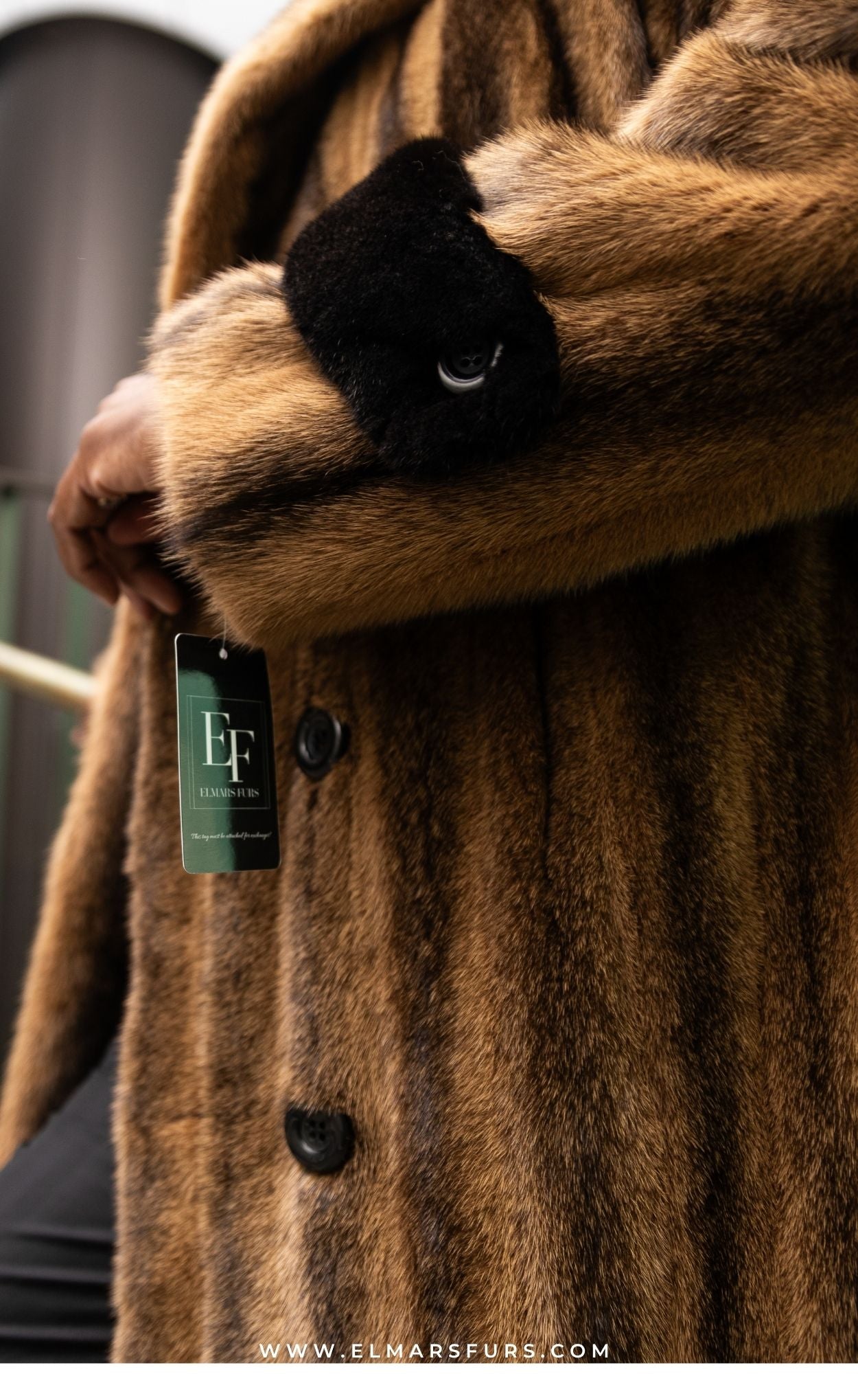 Whiskey and Black Mink Cross w/ Black Epaulettes on Shoulder and Wrist