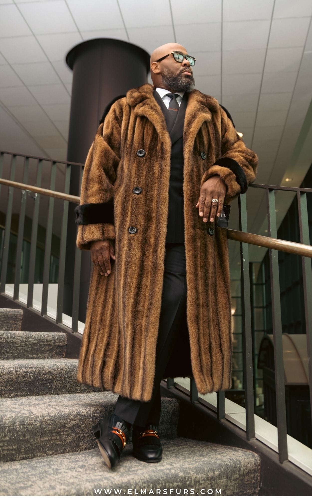 Whiskey and Black Mink Cross w/ Black Epaulettes on Shoulder and Wrist