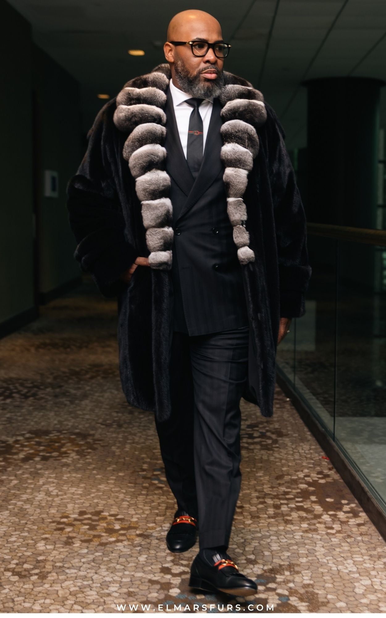 Ranch Mink Stroller w/ Chinchilla Collar and Lapel