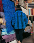 Electric Blue Cross Mink Jacket