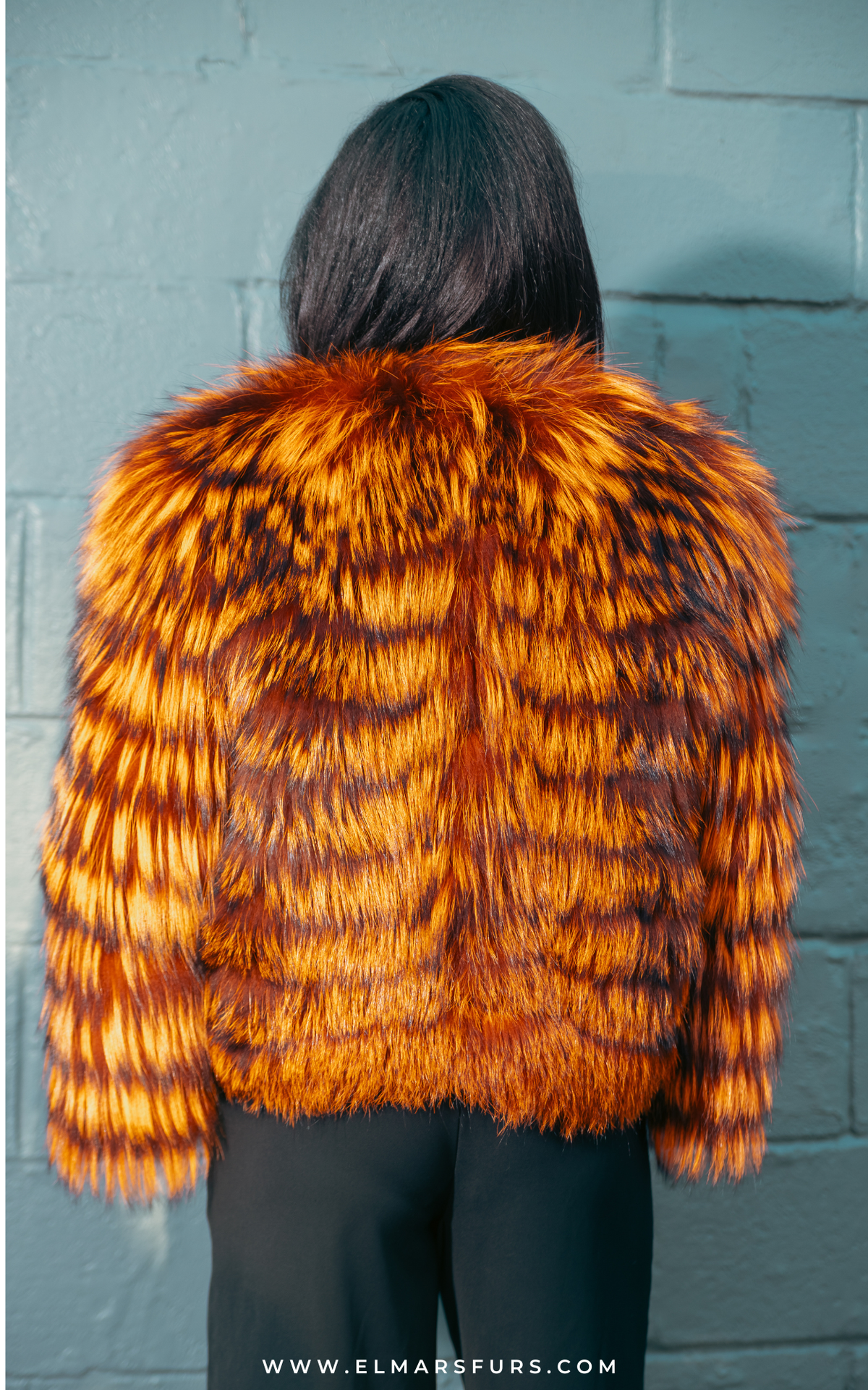 Orange Dyed Silver Fox Jacket