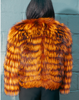 Orange Dyed Silver Fox Jacket