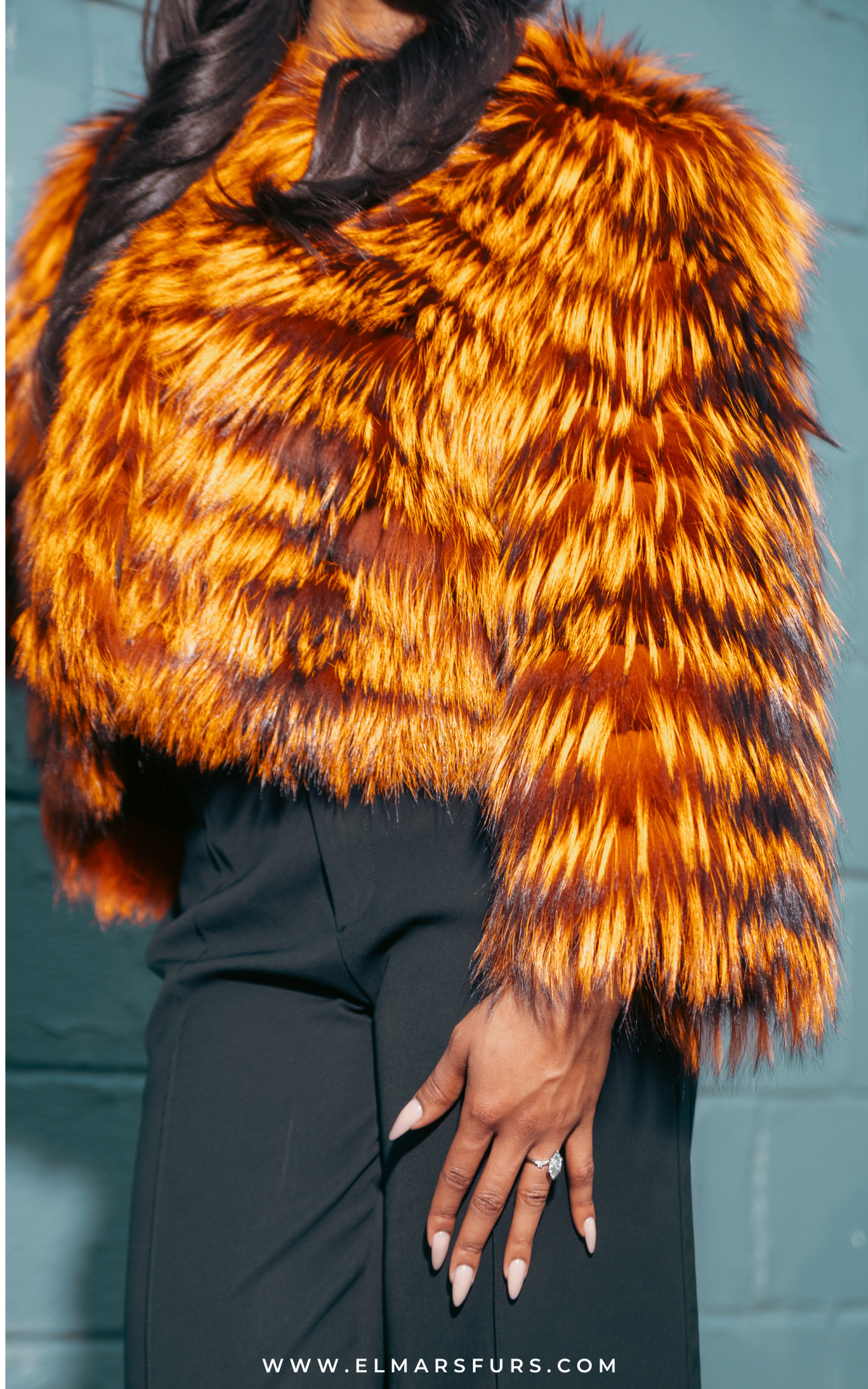 Orange Dyed Silver Fox Jacket