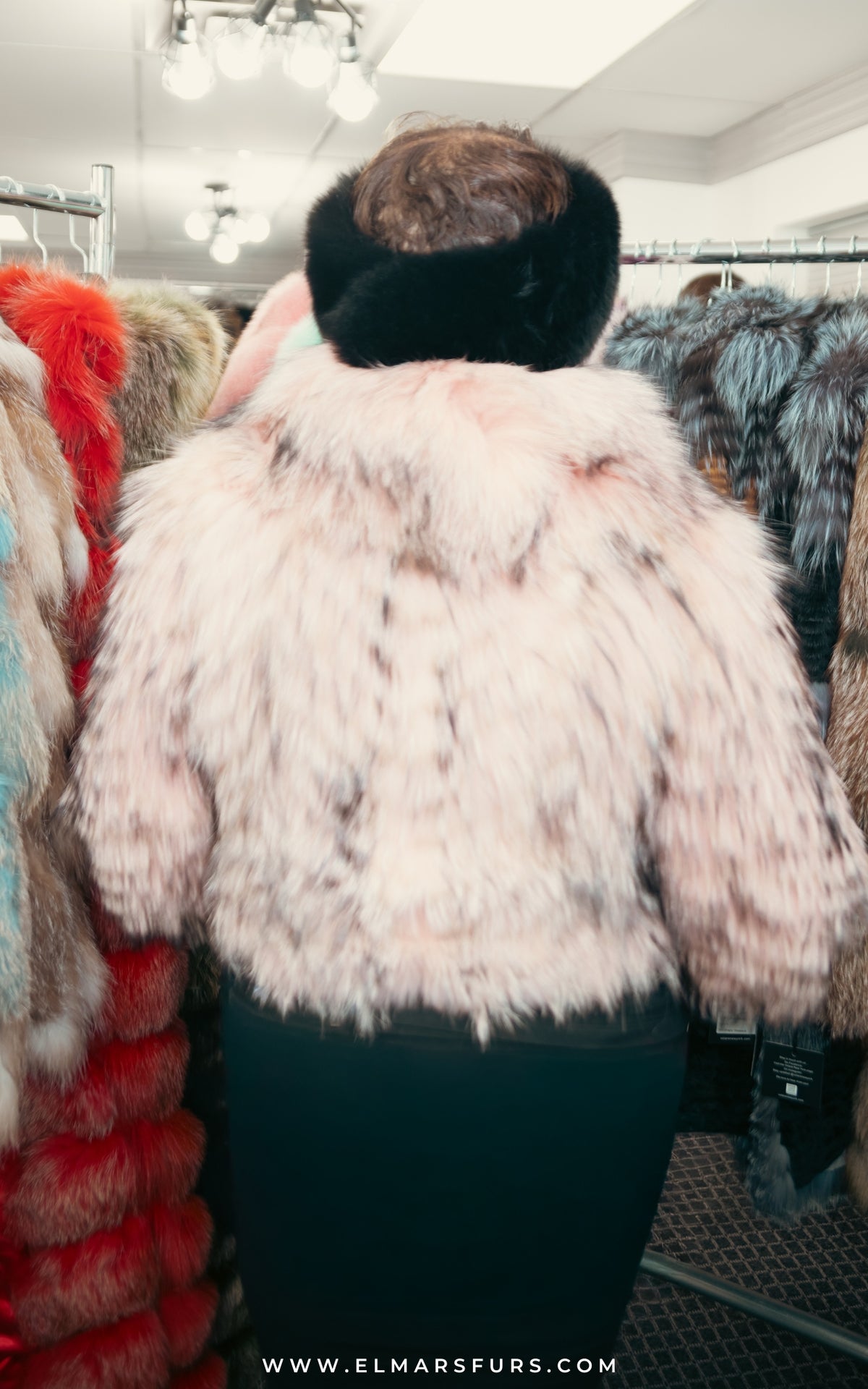 Pink Feathered Fox with Black Accents