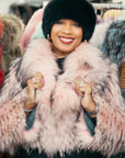 Pink Feathered Fox with Black Accents