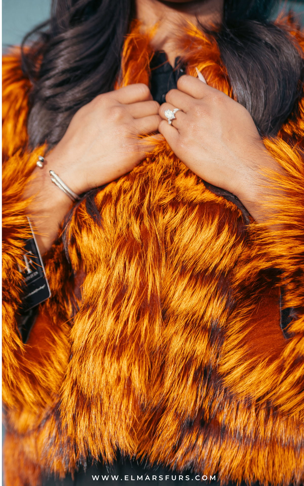 Orange Dyed Silver Fox Jacket