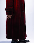 Burgundy Sheared Mink Coat w/ Burgundy Full Mink Epaulettes