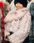 Pink Feathered Fox with Black Accents