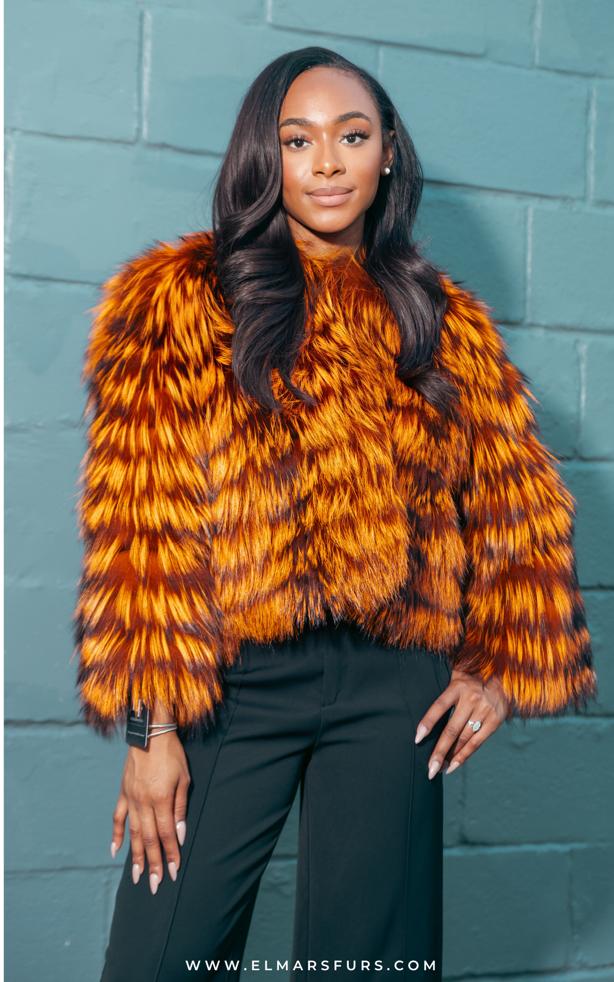 Orange Dyed Silver Fox Jacket