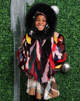 Girls Multi Color Mink Jacket